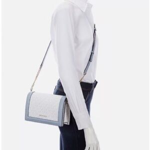 Michael Kors Light Blue and White Crossbody Bag